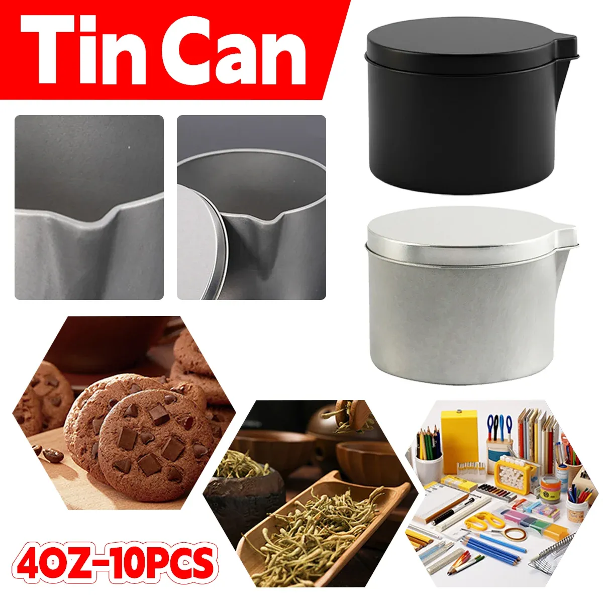 10Pcs Pour Spout Candle Tin Can 40oz For Soy Wax Melts Storage Craft Gift Use - Steel โ image 2