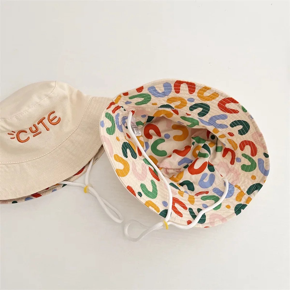 Baby Hat - Reversible Summer Hat - Summer Hat with Embroidered Letters - Size 48 โ image 3