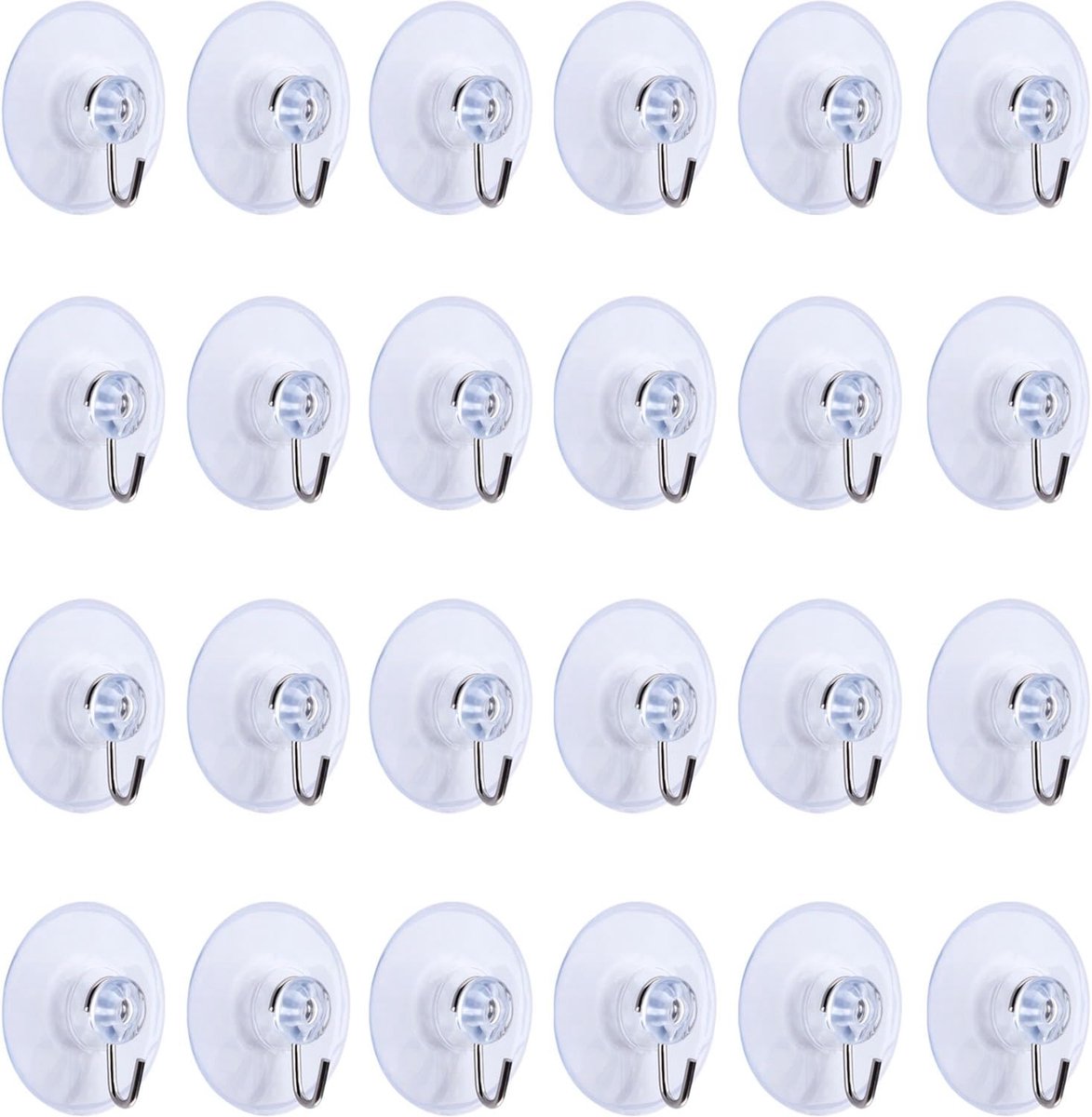 24 Pieces Suction Cup with Hook - Suction Cup with Hook Set - Hanging Hooks with Suction Cup - Kitchen Hooks - Towel Hooks - Self-Adhesive Hooks