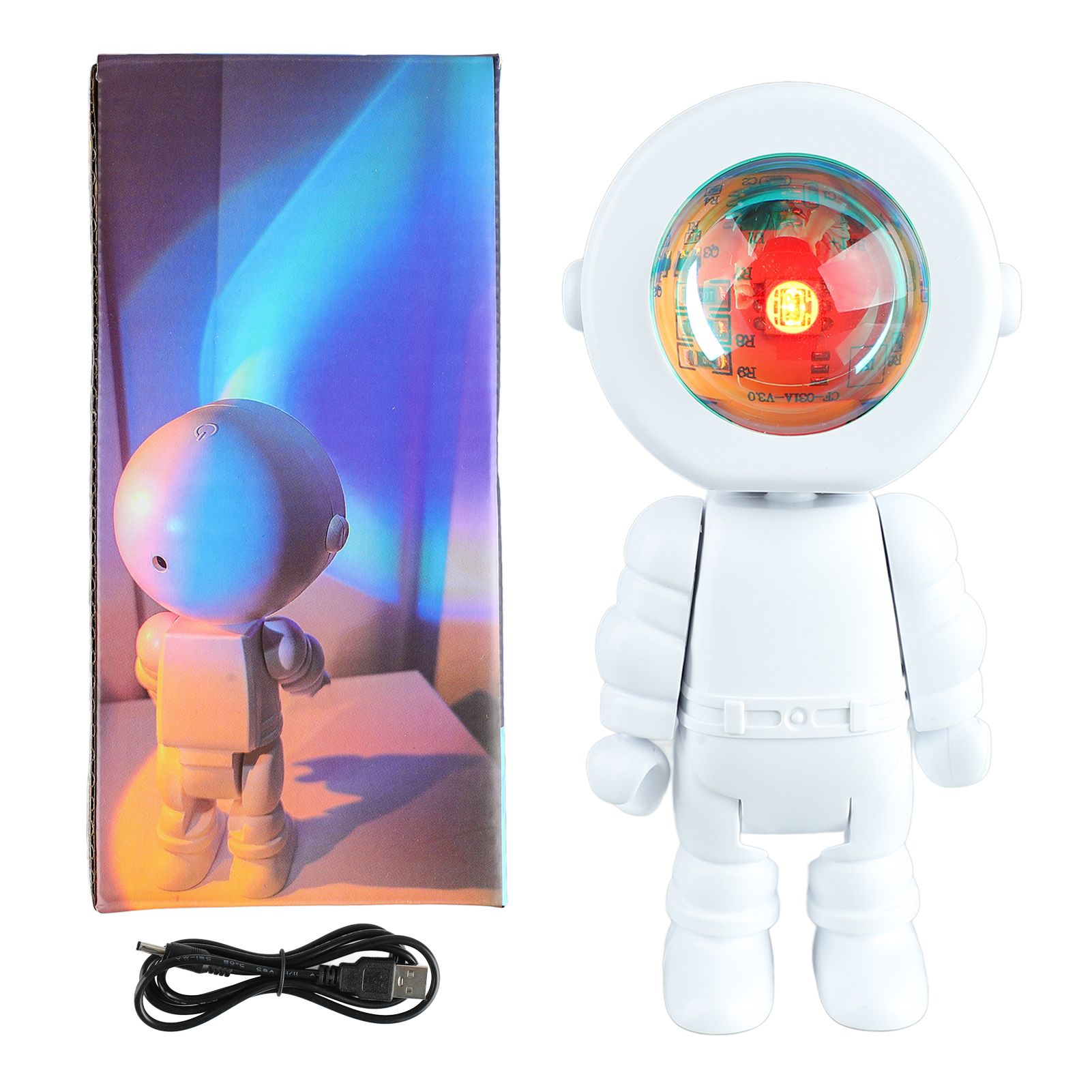 Romantic Astronaut Robot Lamp Astronaut LED Light Projector for Bedroom Live Broadcast Party Room Decor Charging with Touch 7 Color Changing