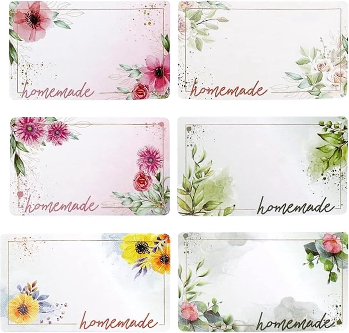 500 Pieces Jam Labels - Self-Adhesive Label - Flower Rectangular Jar Sticker Labels - For Freezer and Refrigerator - Labels - For Containers - Shelf Life — image 2