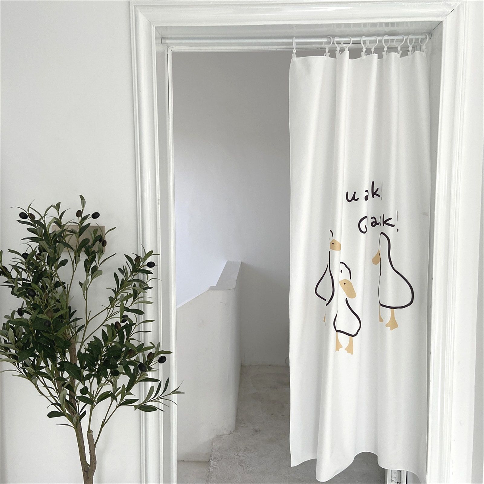Door Curtain Cute Decorative Cartoon Doorway Divider Cloth for Bedroom Closet Dormitory Kitchen Little White Duck โ image 4