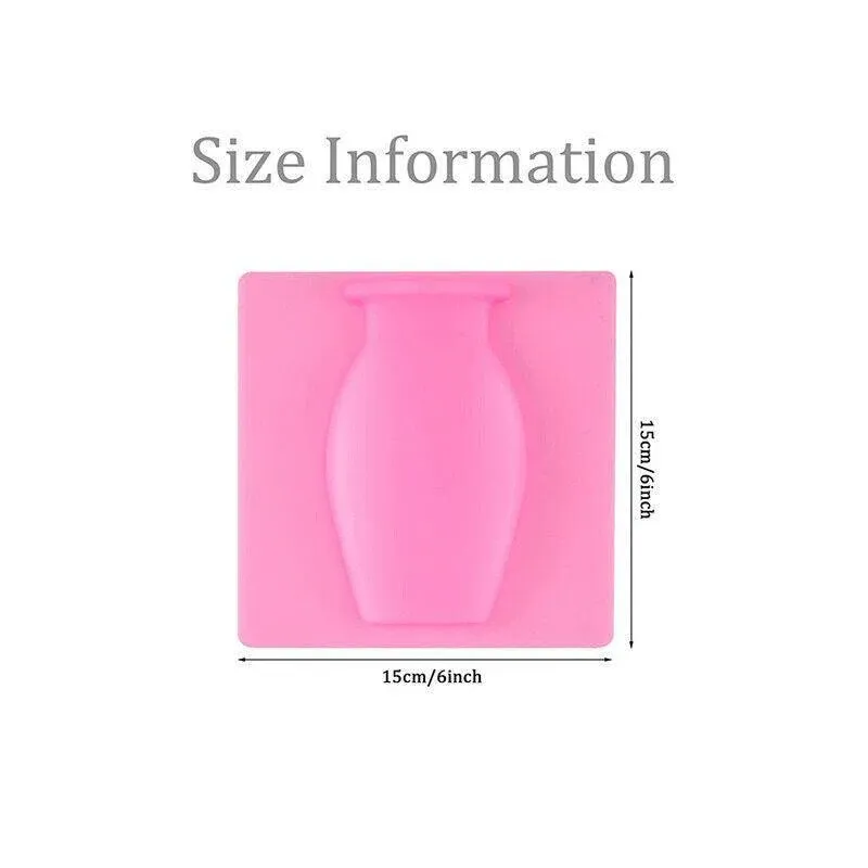 1PC Stick-On Silicone Vase Wall Sticker Reusable Window Flower Decal Pot Decor - Blue — image 4