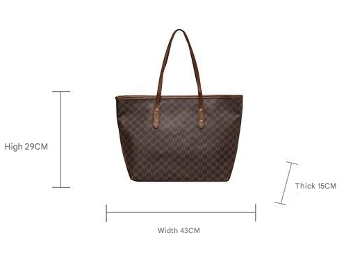 Coffee Chic Monogram Print Tote Bag - Large Capacity Shoulder Handbag for Work & Commuting โ image 2