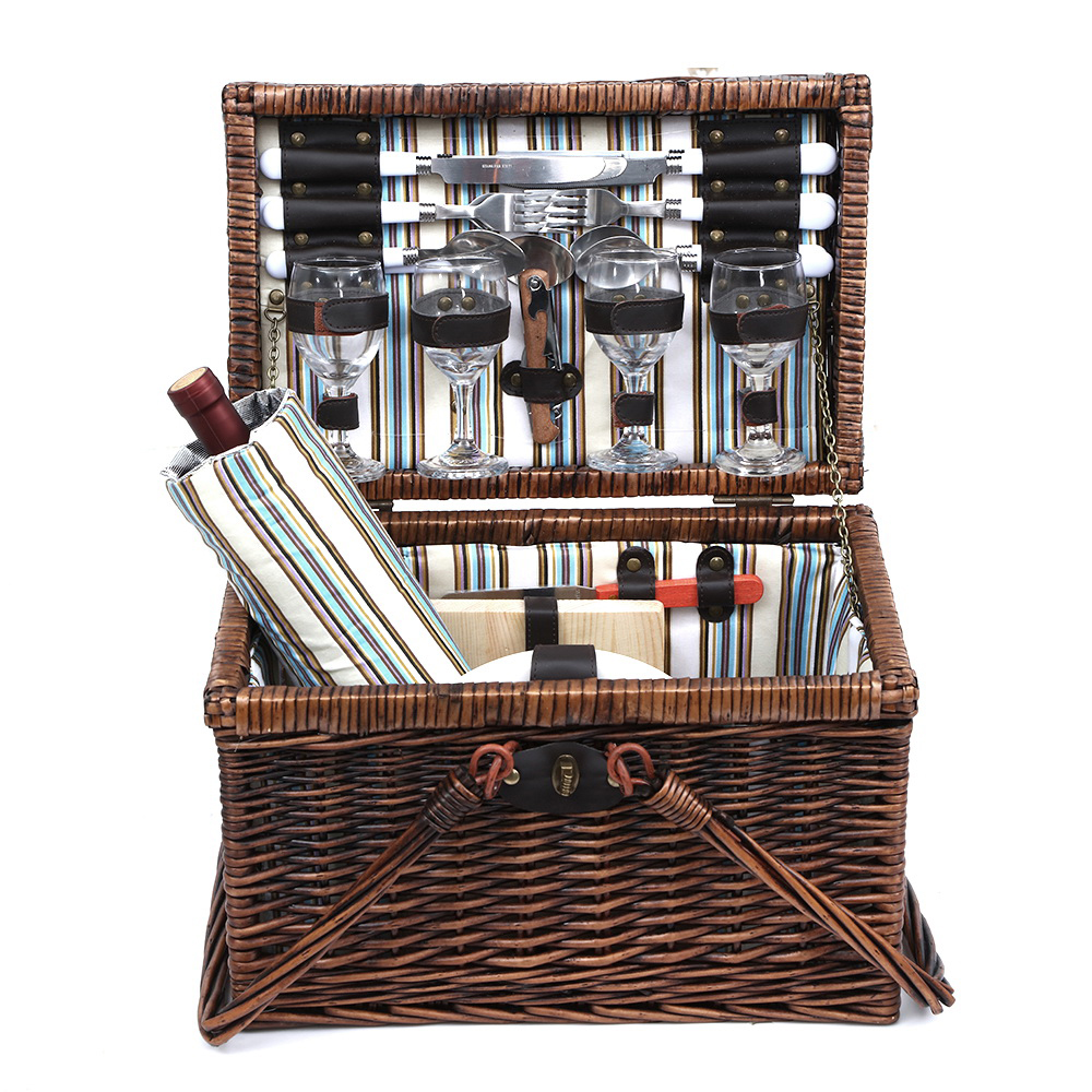 Alfresco 4 Person Picnic Basket Set Deluxe Folding Outdoor Insulated Liquor bag โ image 3