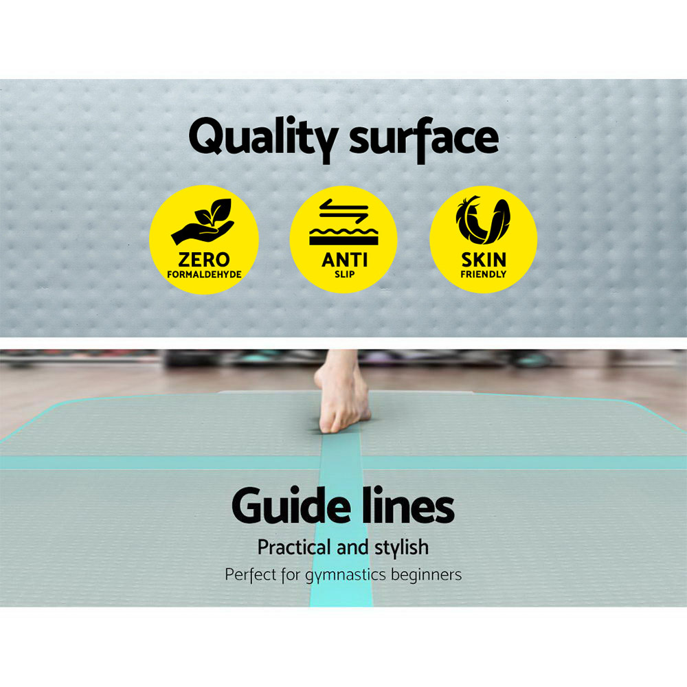 Everfit 3m x 1m Air Track Mat Gymnastic Tumbling Mint Green and Grey — image 5