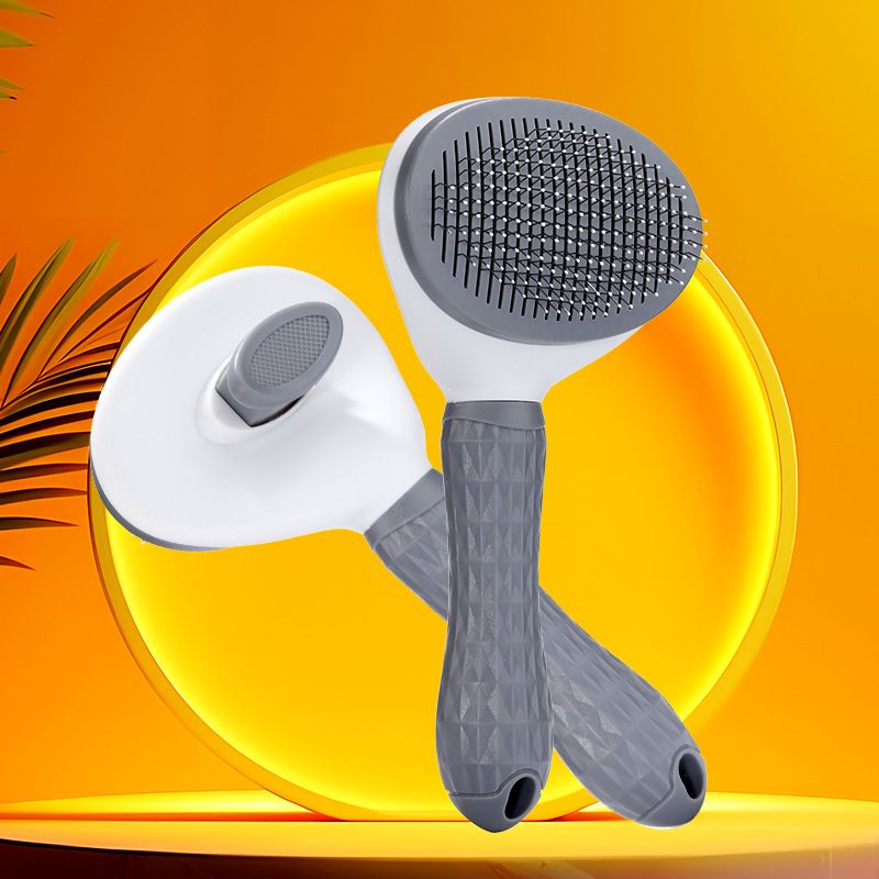 Cat Grooming Brush, Self Cleaning Brushes for Dogs Cats Pet Grooming Brush Tool Gently Removes Loose Undercoat (Grey) — image 2