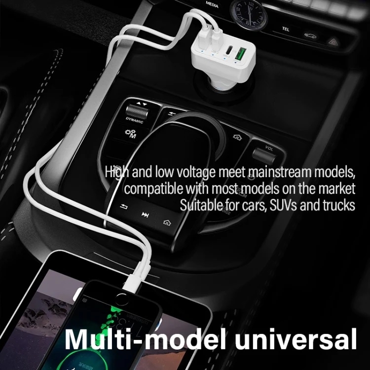 4-Port Car Charger (2 Ports PD + 2 Ports QC3.0 ) White — image 5