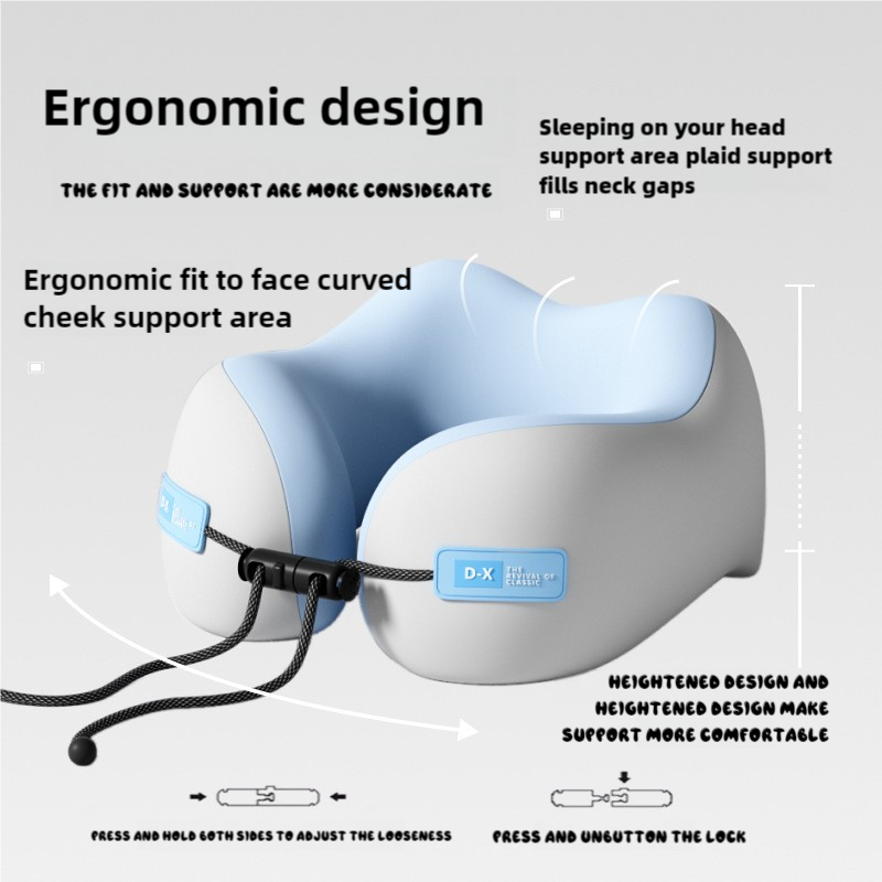 Pink And Grey Portable U-Shaped Memory Foam Travel Pillow - Ergonomic Neck Support for Airplane, Car, Office - Lightweight & Compact with Storage Box — image 2