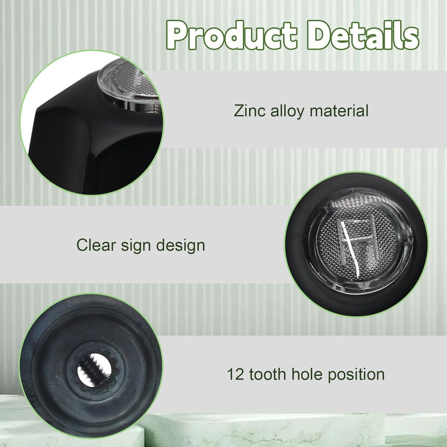 Biaungdo Black Shower Knob Replacement Set of 3, Bathtub Faucet Handles Include Hot and Cold/Diverter Shower Knob for Remodeling Trim โ image 2