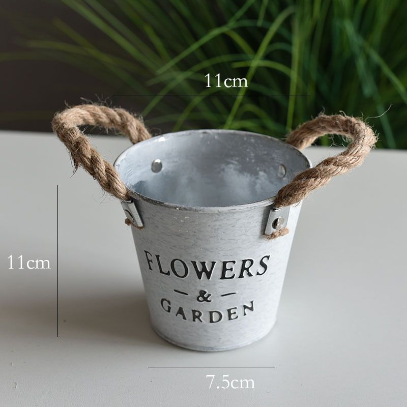 Iron Flower Pot Flower Planter Succulent Planter Creative Planter Flowerpot Bucket Iron Flowerpot Flower Vase Iron Planter — image 4