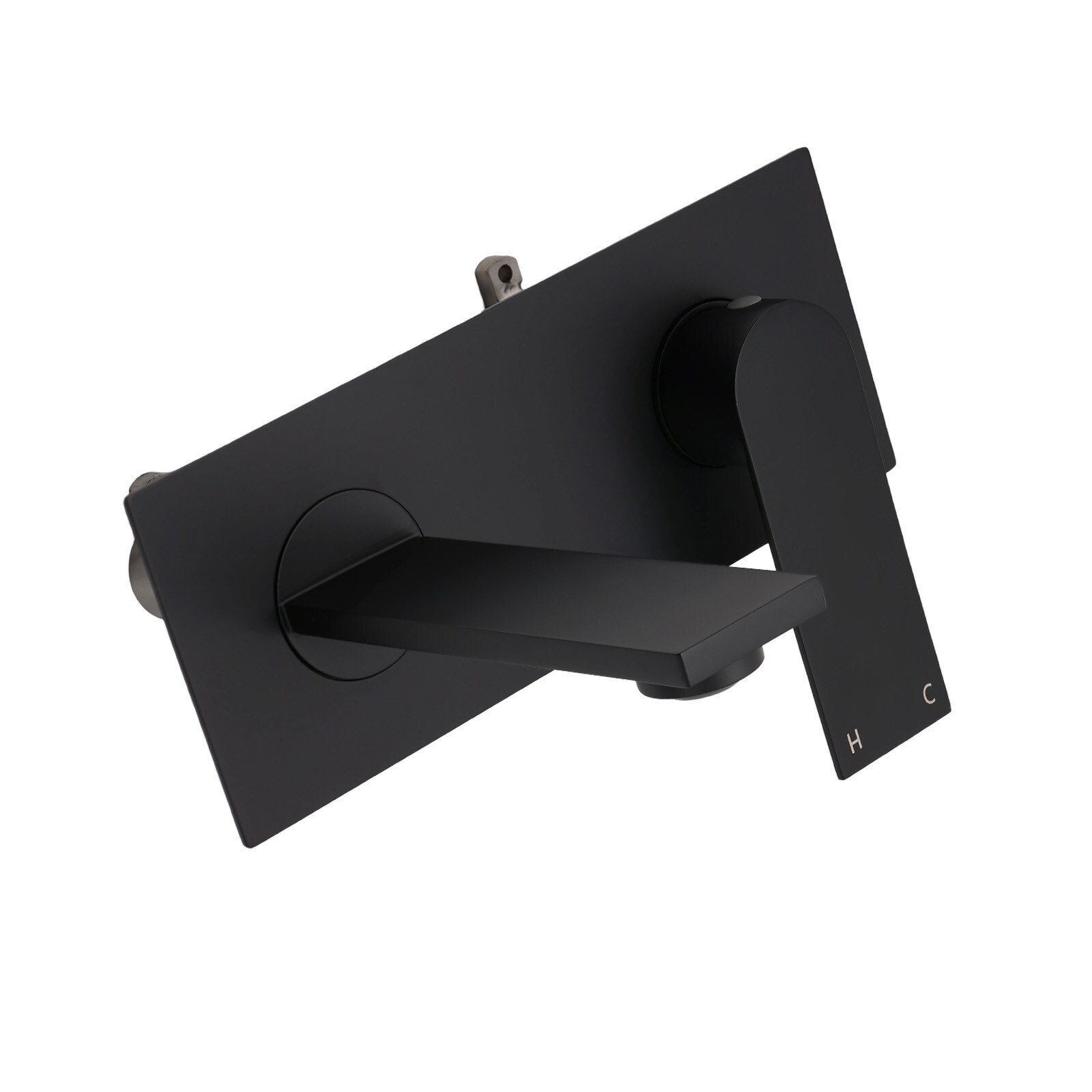 Matte Black Basin Mixer Bathroom Vanity Faucet Wall Mounted Tap Slim Flat Spout โ image 3