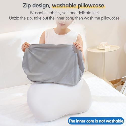 Ice Silk Neck Support Pillow, Soft Ergonomic Memory Foam Pillow for Side Sleeper, Slow Rebound Head Neck Pillow with Washable Cover - Green - Siz — image 6