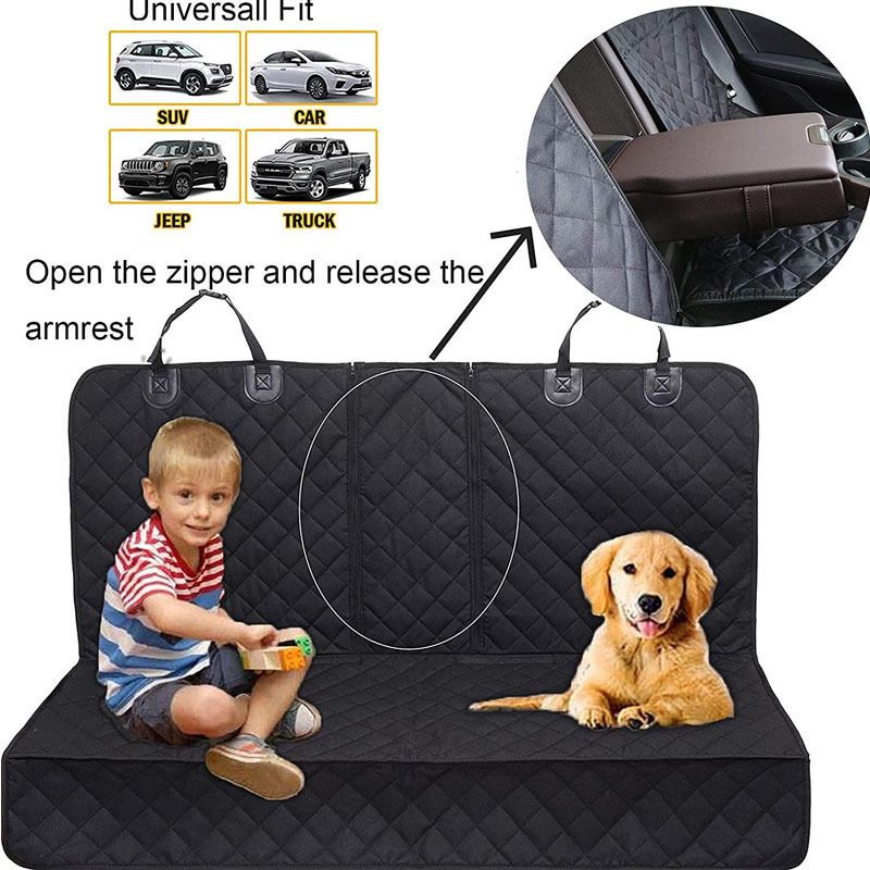 Car Rear Seat Pet Protector Mat Waterproof Dog Cat Back Seat Cover Black — image 3