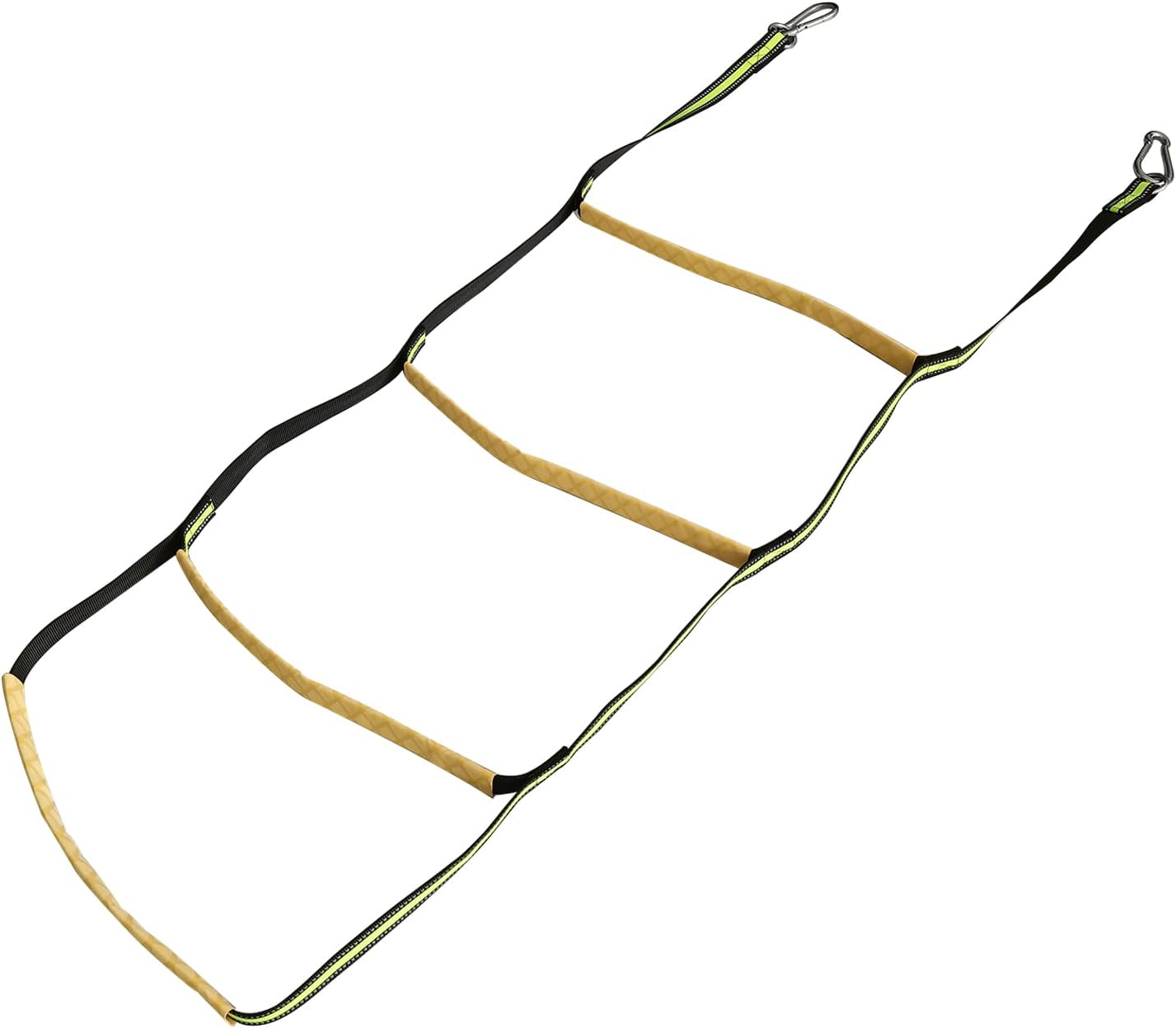 4 Step Boat Rope Ladder, Green and Yellow, Nylon Stainless Steel, 400 lb Load Capacity — image 3