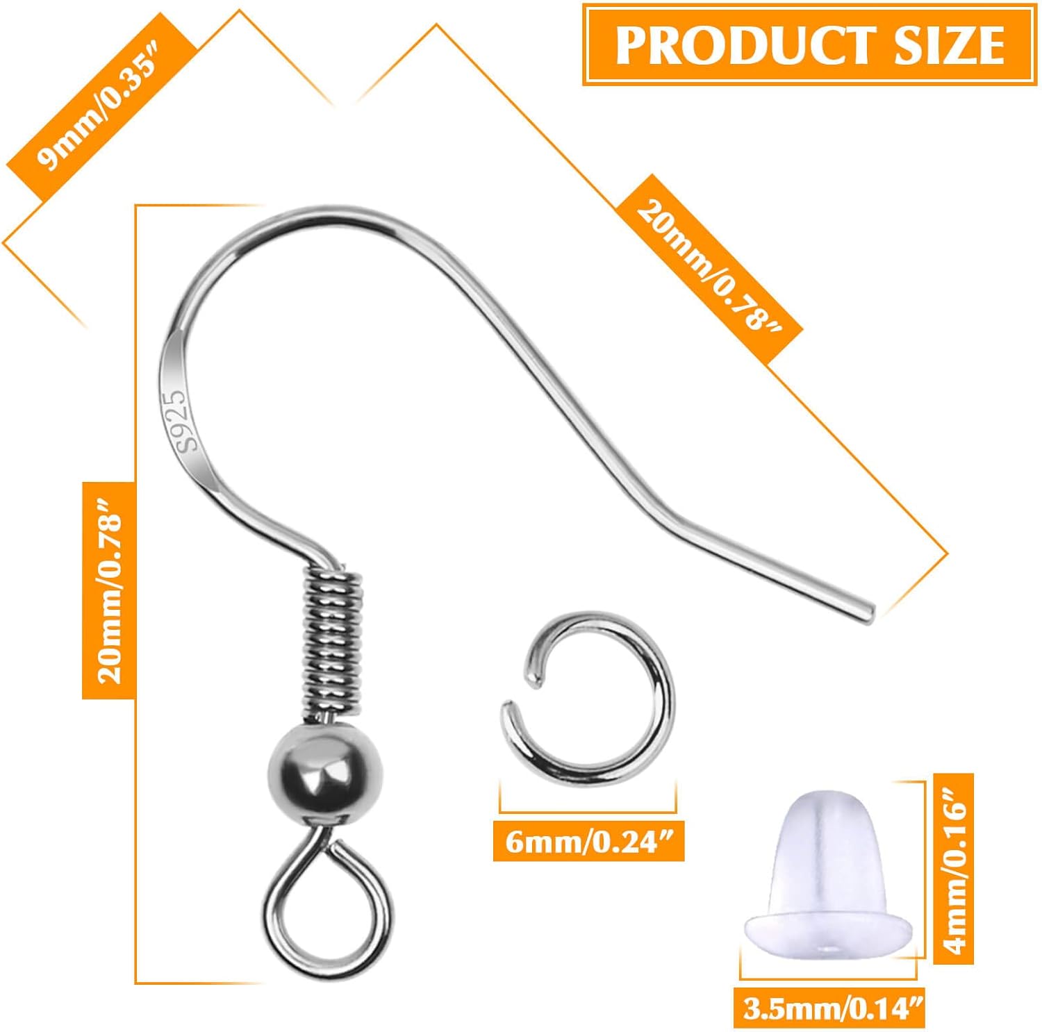 Hypoallergenic Earring Hooks, 600Pcs Earring Making Kit with Earring Hooks, Jump Rings and Clear Rubber Earring Backs for DIY Jewelry Making — image 5