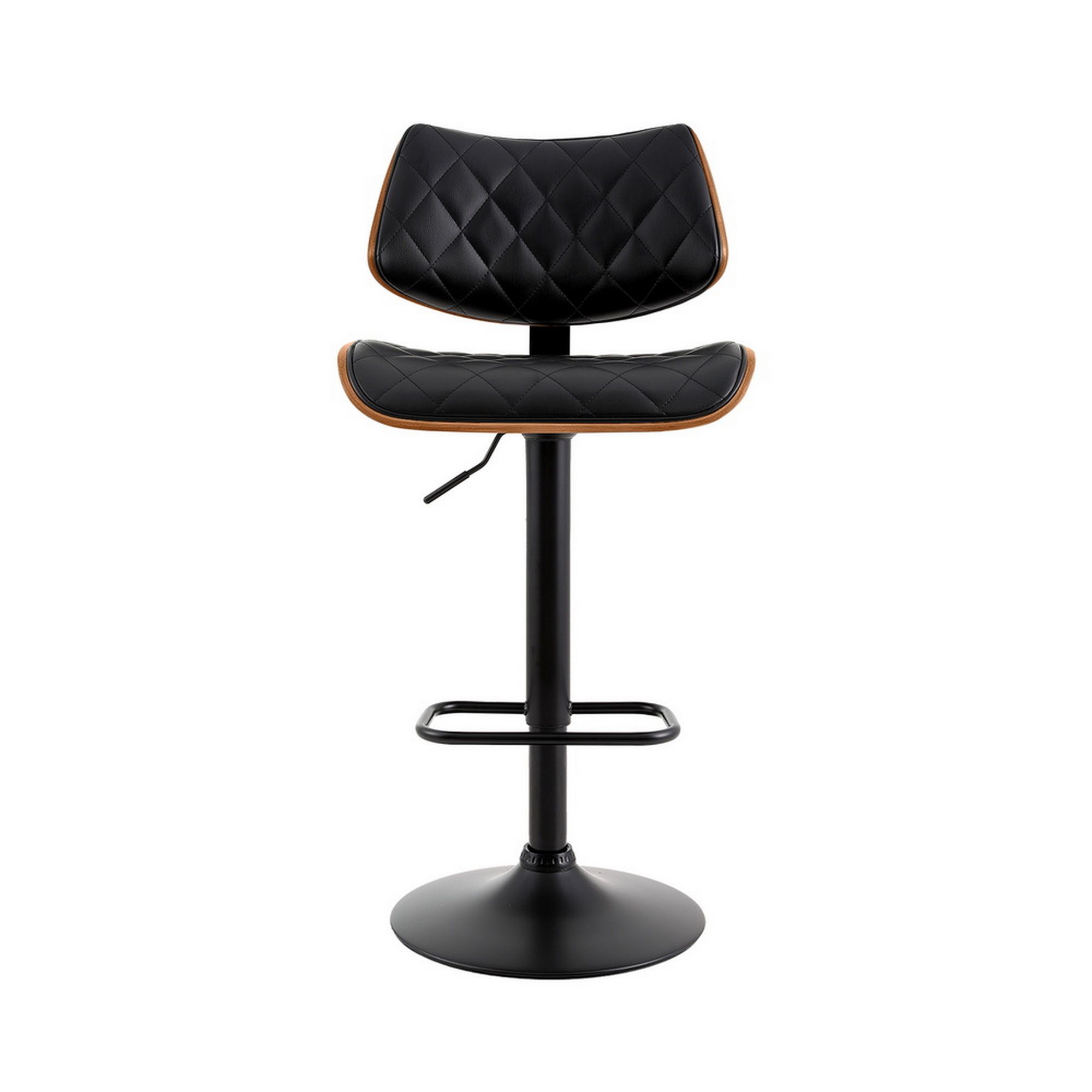 Artiss Bar Stools Kitchen Dining Chairs Gas Lift Stool Wooden Leather Black โ image 3