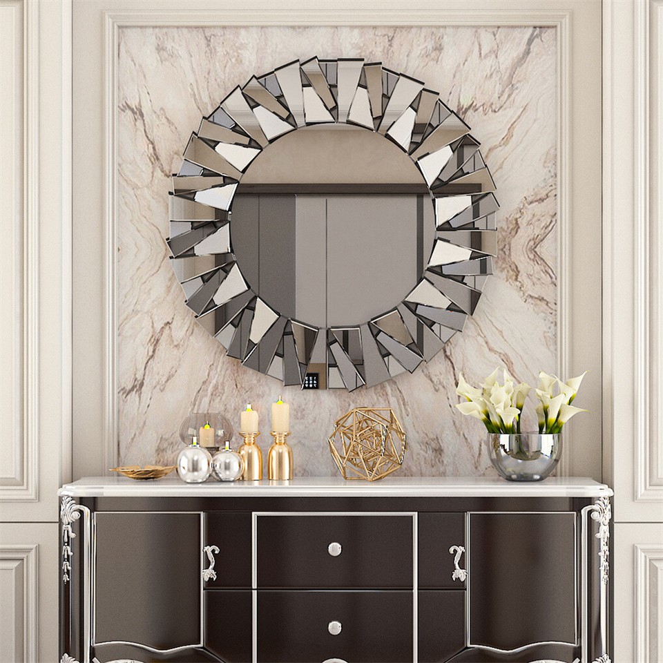 Silver Sunburst Round Wall Mirror — image 3