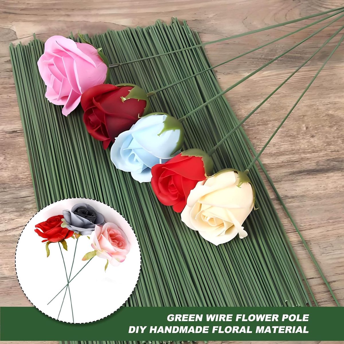 50 pieces - Floral wire - 30 cm * 2 mm - Flower stem - Flower arranging tools - Flexible floral wire stems - Plant accessories - DIY crafts - for bouquets — image 4