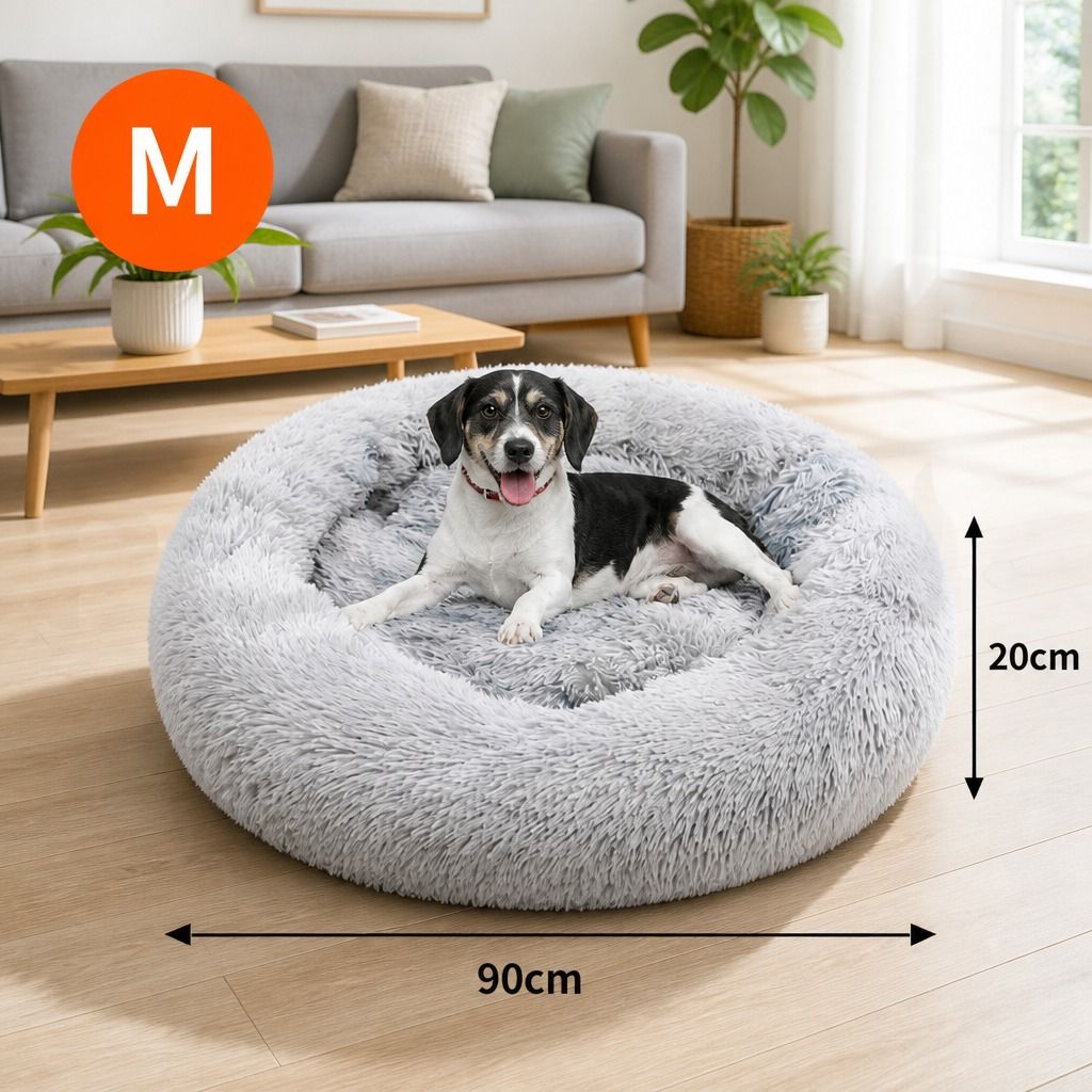 Pet Bed Dog Cat Large Beds Calming Warm Soft Cushion Mattress Plush Comfy 90cm โ image 3