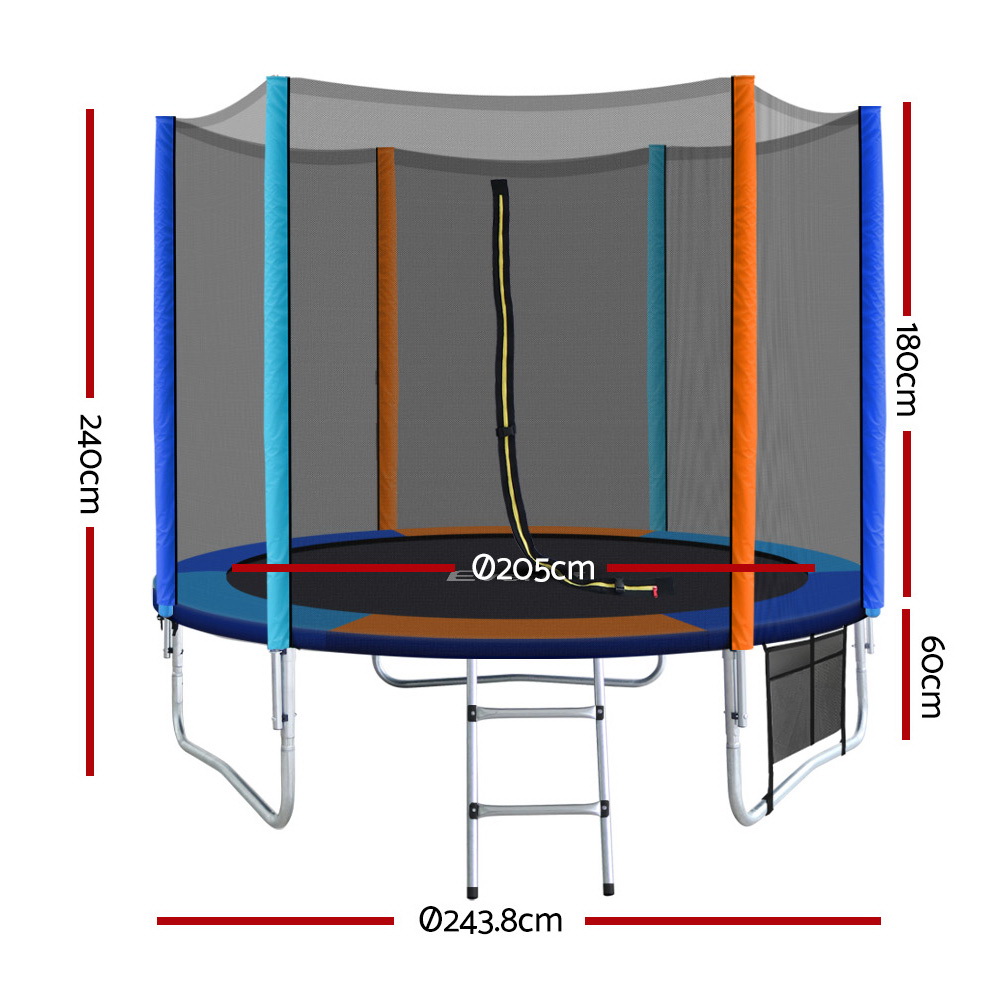 Everfit 8FT Trampoline for Kids w/ Ladder Enclosure Safety Net Pad Gift Round — image 2