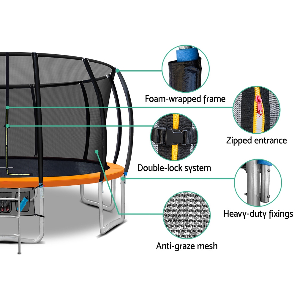 Everfit 16FT Trampoline for Kids w/ Ladder Enclosure Safety Net Rebounder Orange โ image 6