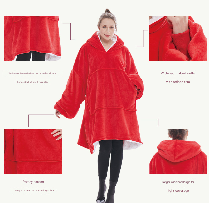 Khaki Oversized Wearable Blanket Hoodie - Ultra Soft & Cozy Snuggle Pullover for Adults — image 2