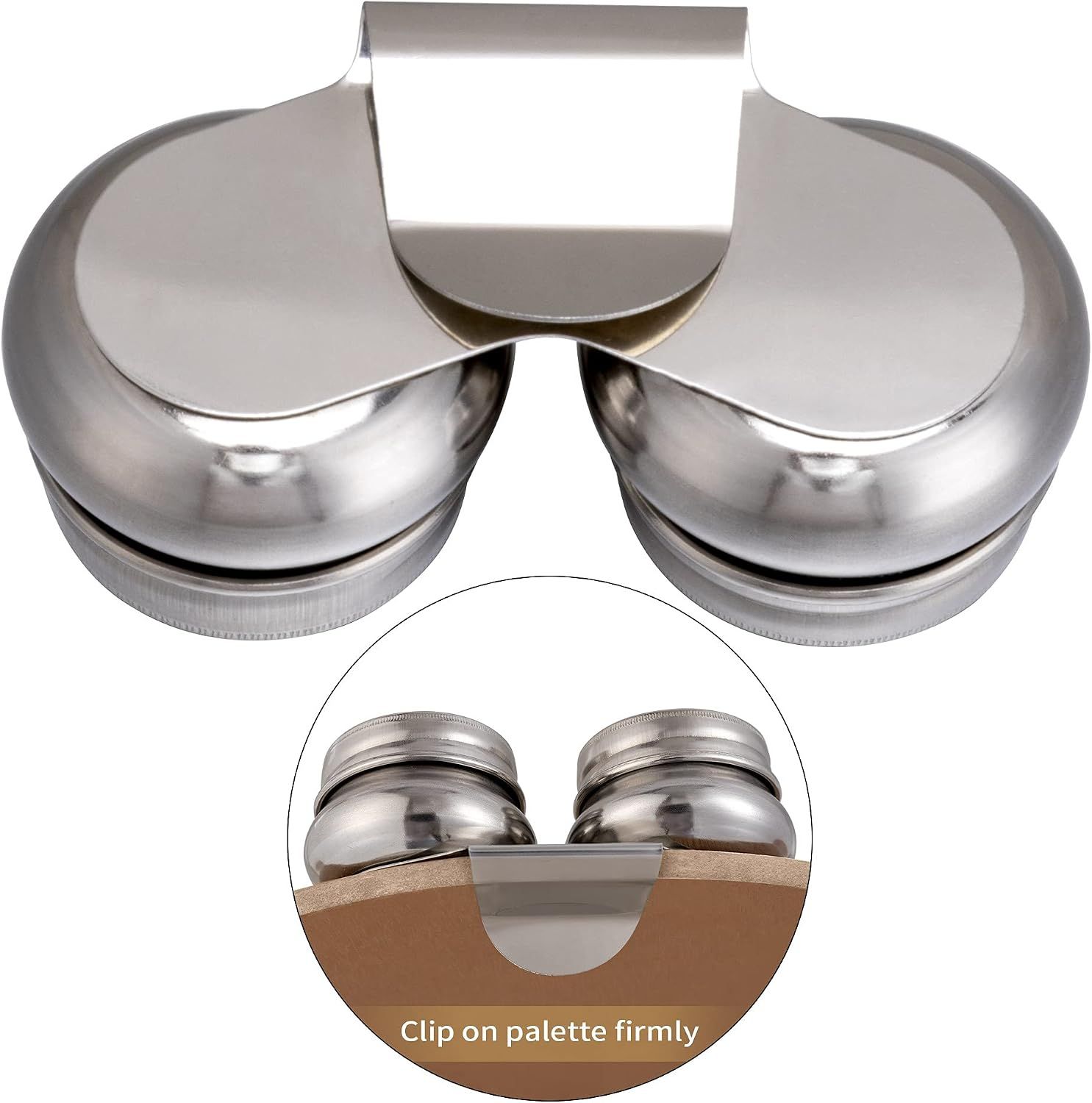 Stainless Steel Double Palette Cup with Screw Cap for Oil Paint — image 2