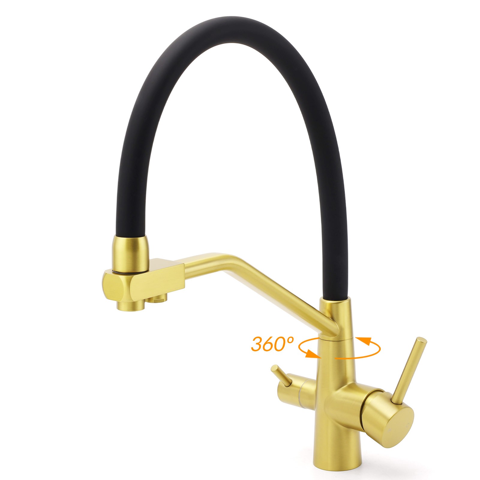 WELS Brushed Gold 3-Way Pure Drink Water Kitchen Mixer Sink Tap Pull Out Spout — image 3