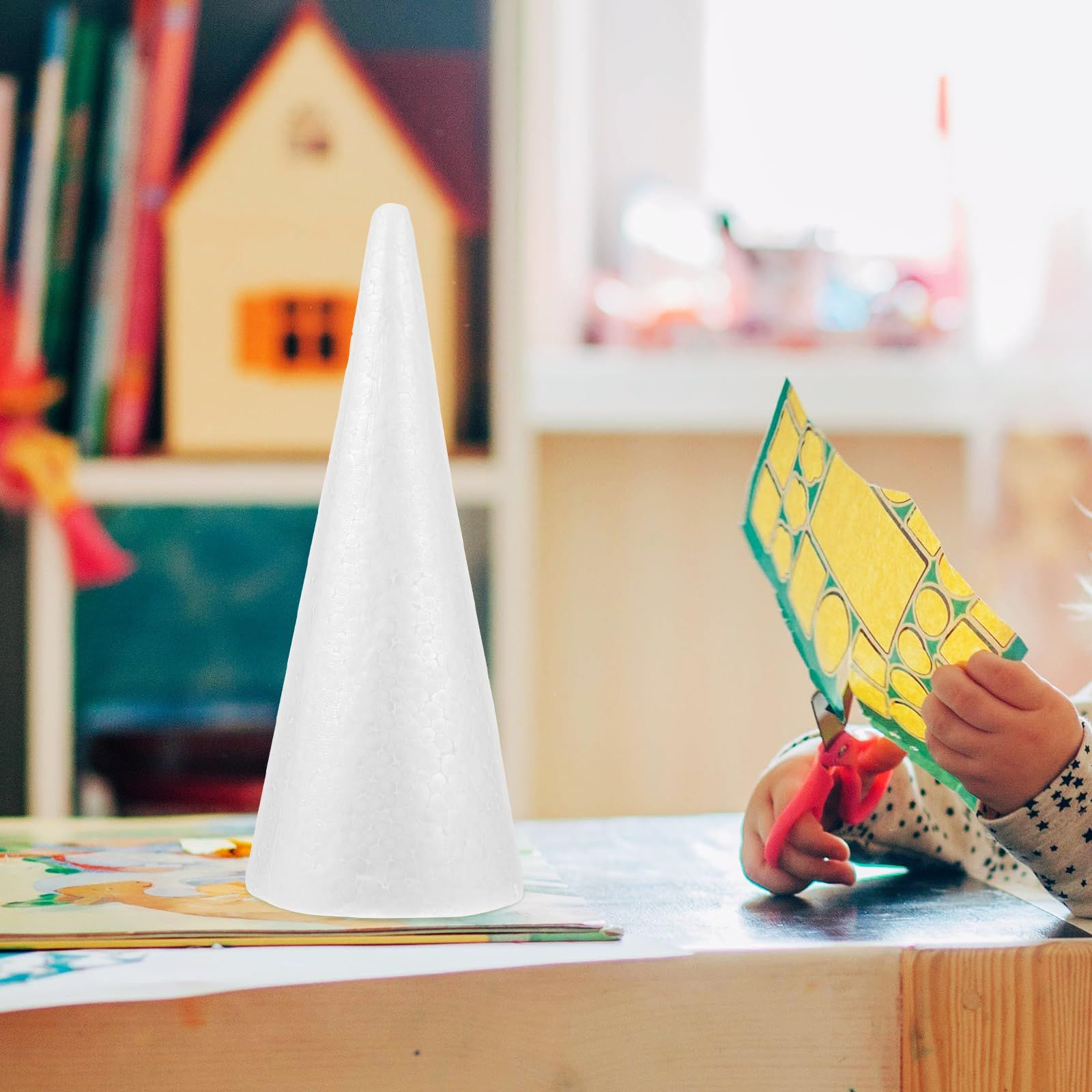 Foam Cone Polystyrene Cone Shapes White Christmas Tree Crafts Table Centerpiece Props Craft Foam Cones White Cone Shaped — image 4