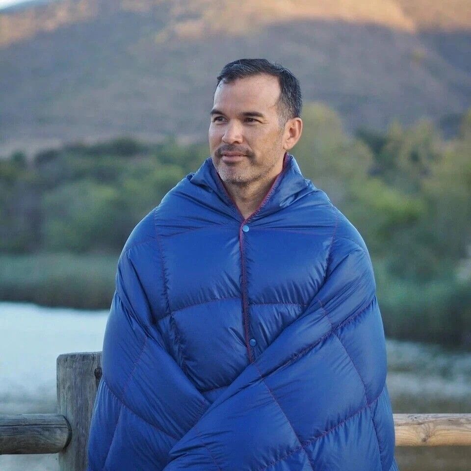 Down Camping Blanket Camping Hiking Puffy down Blanket Packable Lightweight Blue — image 2
