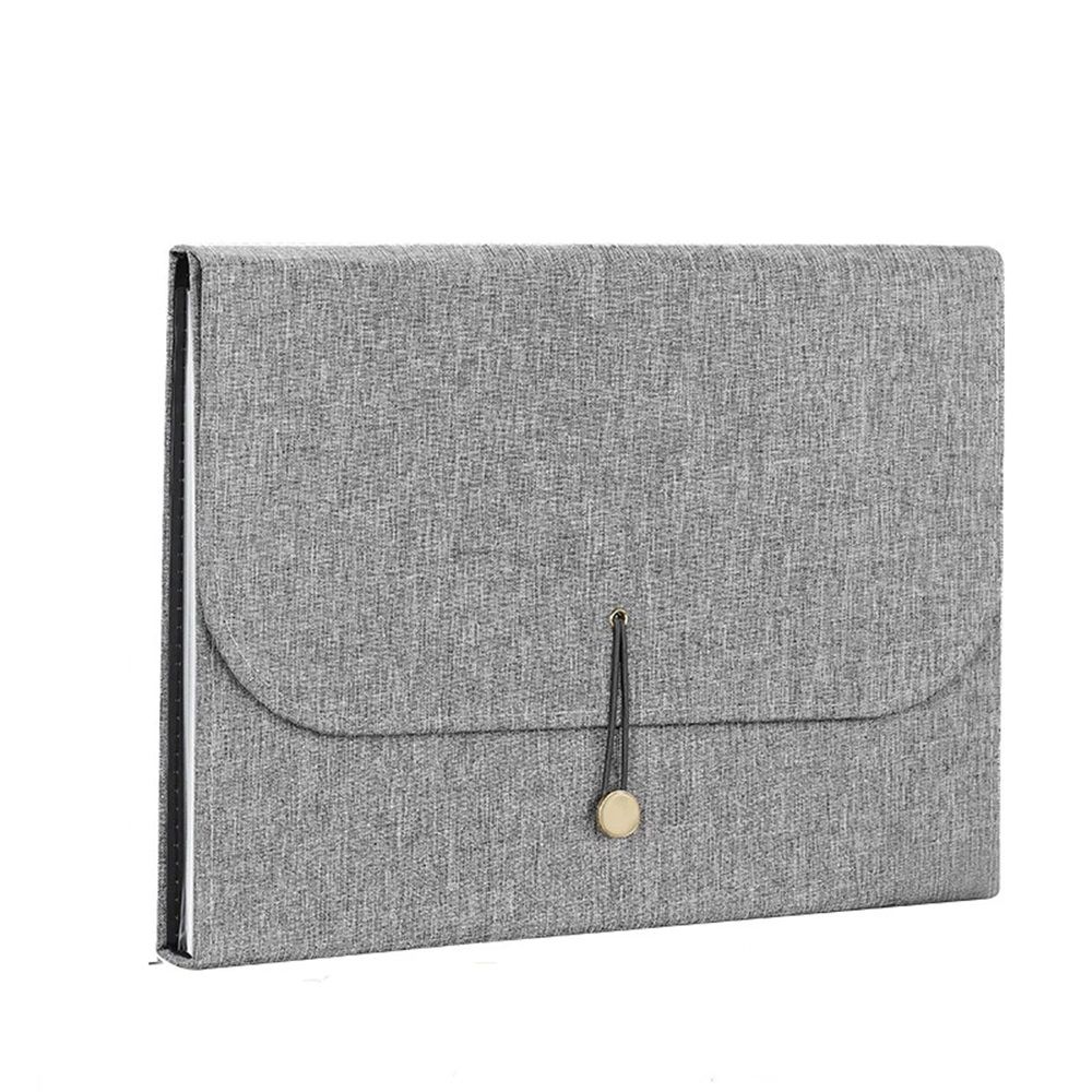 Vintage Fashion Expandable File Folder, Letter Size, 13 Pockets,Expanding File Folder Document Organizer A4 Indexed File Case, grey
