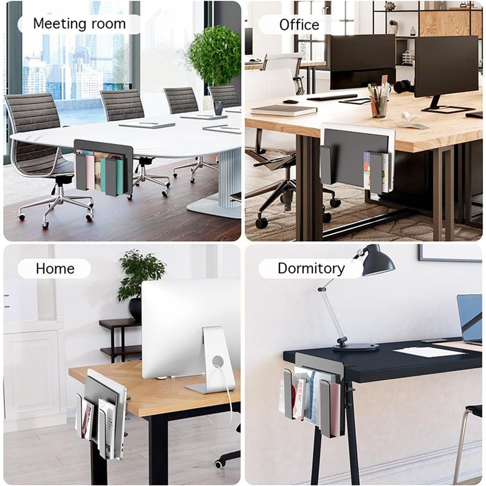 Adjustable Side Laptop Mount, No Drill Desk Storage Organizer, Stainless steel Hanging Notebooks Holder, Punch-Free Clamp, Documents With Anti-Scratch Silicone — image 4