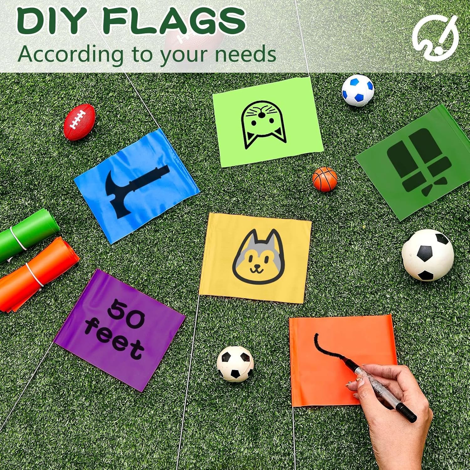 Amylove 300 Pcs Marking Flags 15 x 4 x 5 Inch Marker Flags for Lawn Yard Survey for Lawn Irrigation Landscape Fence Sprinkler Pet Training(Regular Color) โ image 3