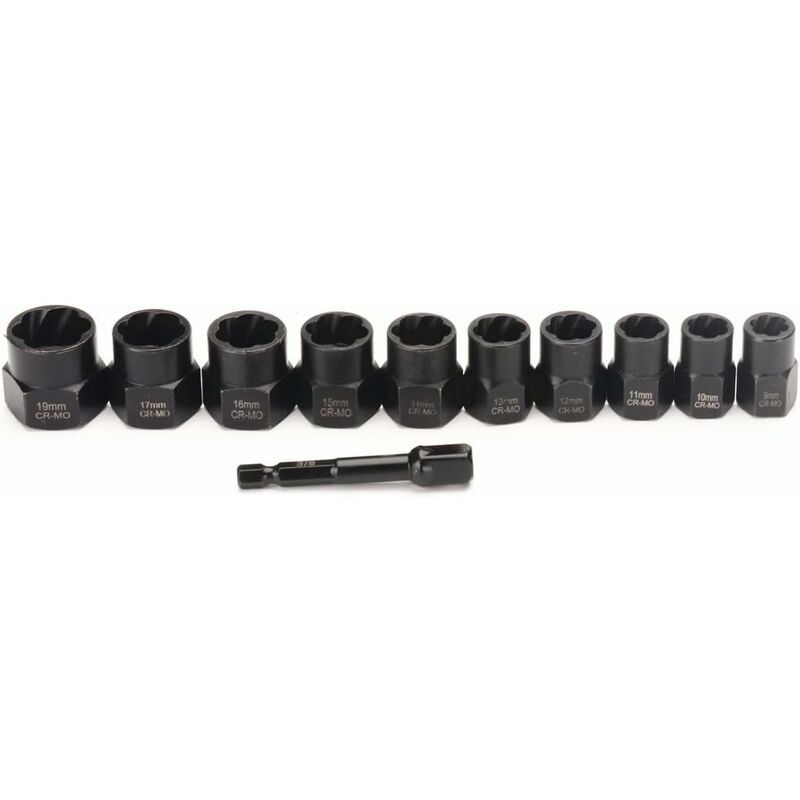 Durable High Quality 11 Piece 9.5mm Impact Bolt Extractor Tool Set with Tool Box, Perfect Fit, Easy to Use, Good Performance — image 3