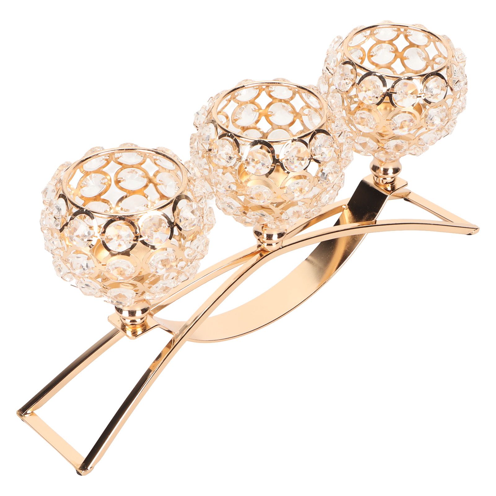 Crystal Candle Holder 3 Heads Windproof European Style Stable Durable Gold Candle Holder for Wedding Party New Year โ image 4