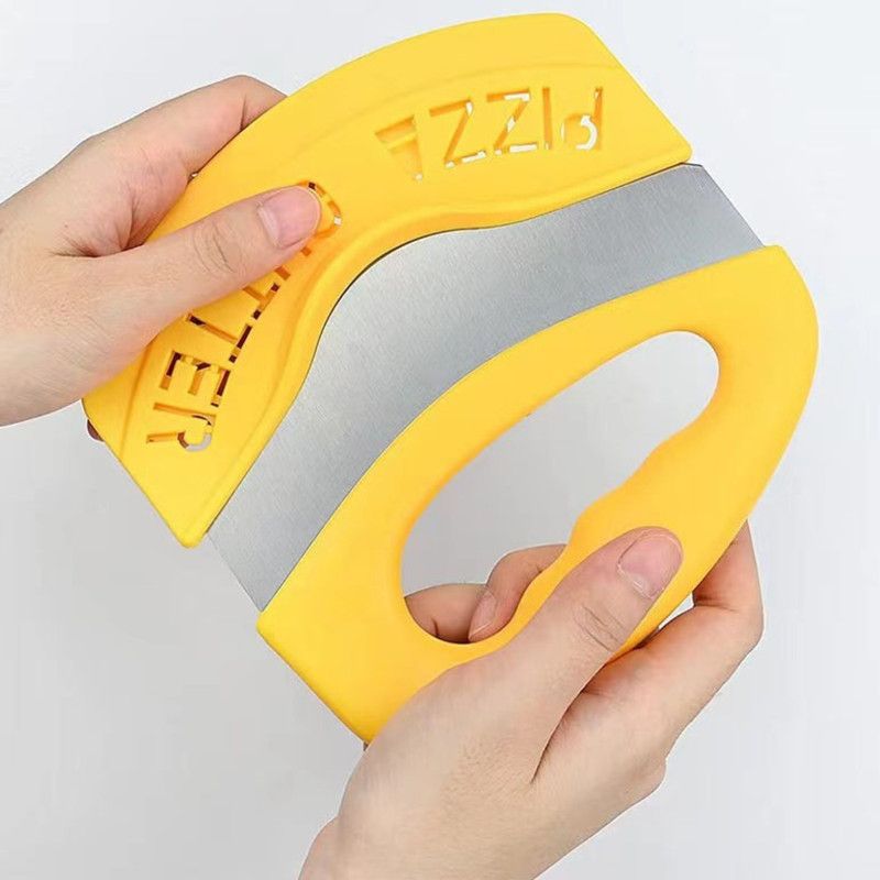 Stainless Steel Pizza Cutter with Protective Cover, Multi-purpose Dough Slicer—Yellow — image 2