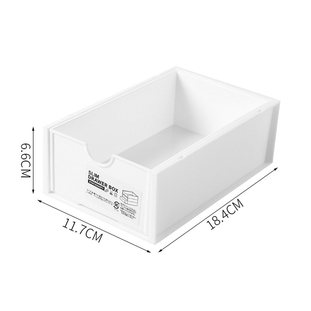 4 Pcs Set Stackable Desktop storage Box Drawer Transparent Plastic Stationery Cosmetic Organizer Box(White) — image 4