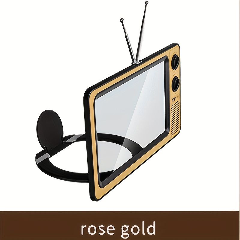 30.48 cm Cell Phone Screen Amplifier, Super Clear, Foldable, Portable, Eye Protection 3D Screen Amplifier, Creative Retro TV Shape for Mobile Devices Rose