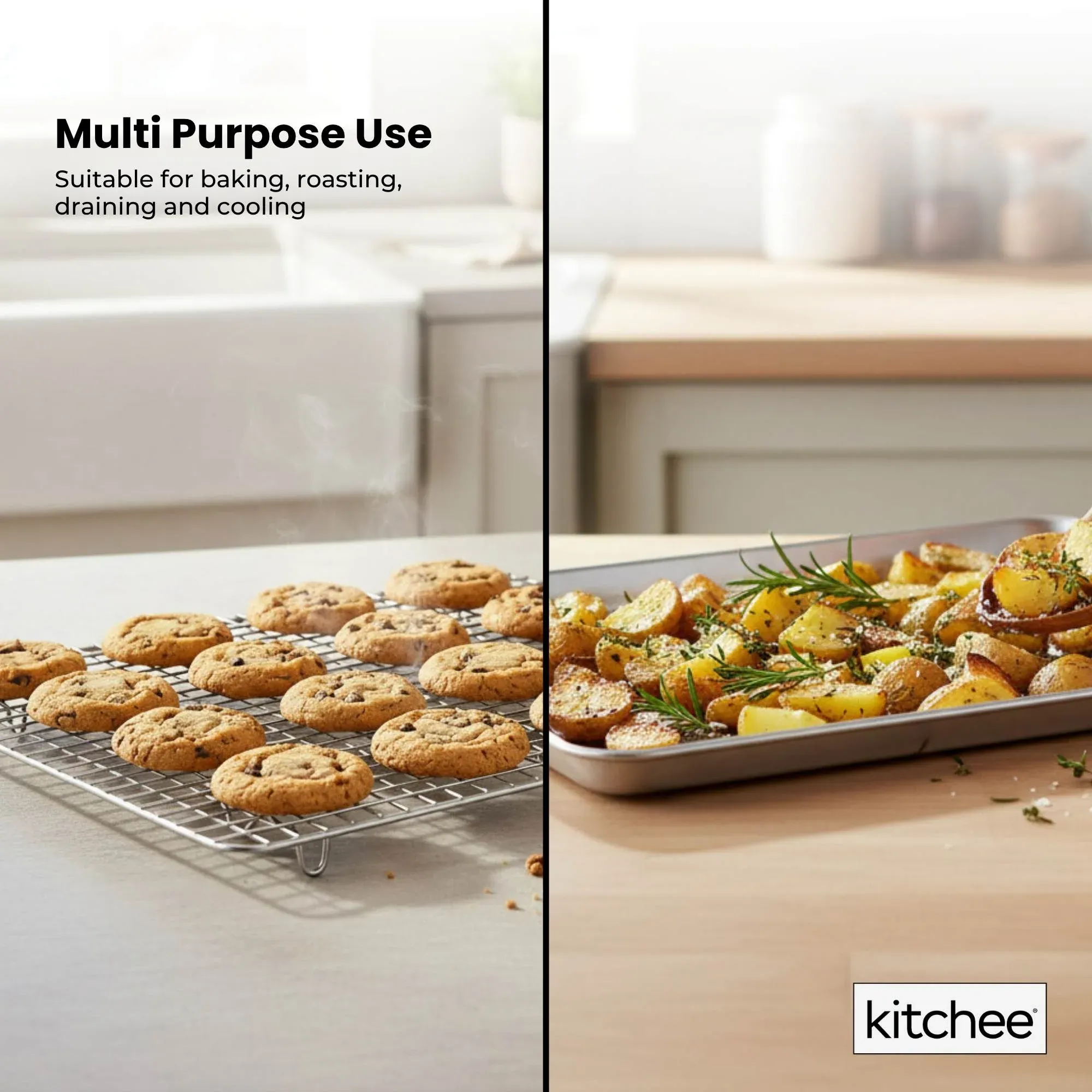 Kitchee 40.5 × 30.5cm Oven Baking Tray + Cooling Rack 4 Piece Stainless Steel — image 5