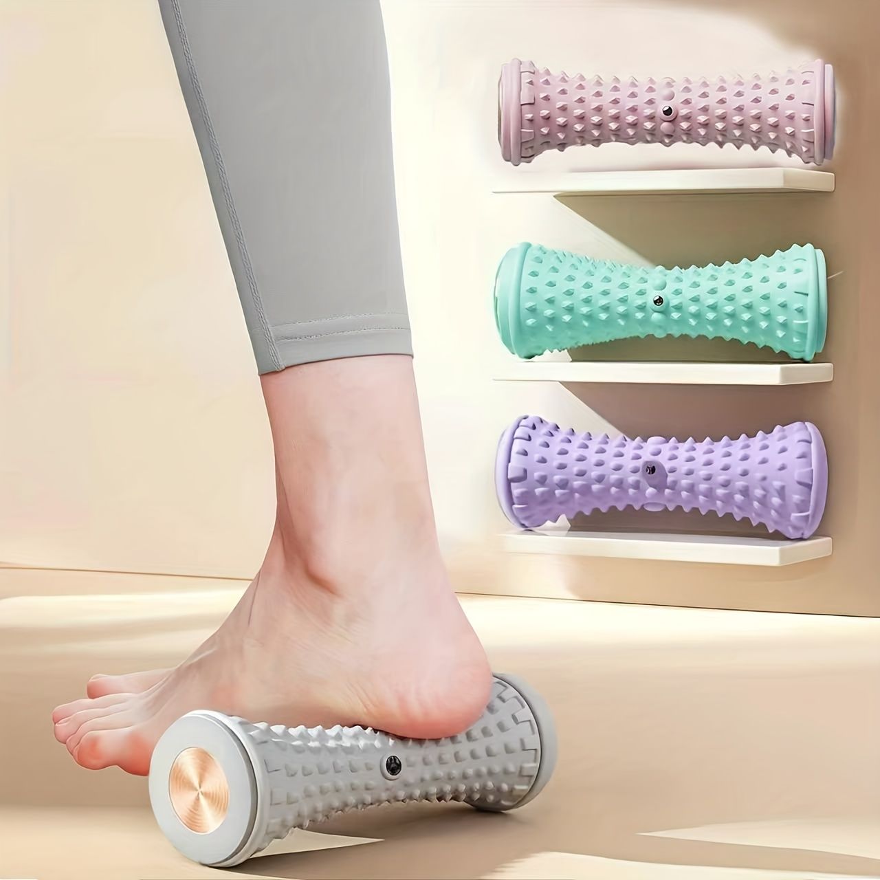 1pc Foot Massager with Speed Control - Deep Tissue Massage Roller, Medium Firmness, Manual Operation, Durable Plastic Construction, Ideal for Yoga & Fitness — image 2
