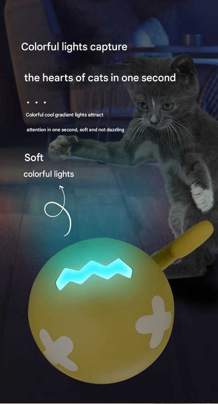 Rechargeable Interactive Cat Toy - Self-Rolling Ball with LED Light,Standard Edition Blue — image 6