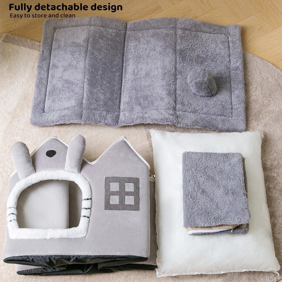 Removable Washable Pet House Four Seasons Cat Enclosed House - Grey-S — image 5