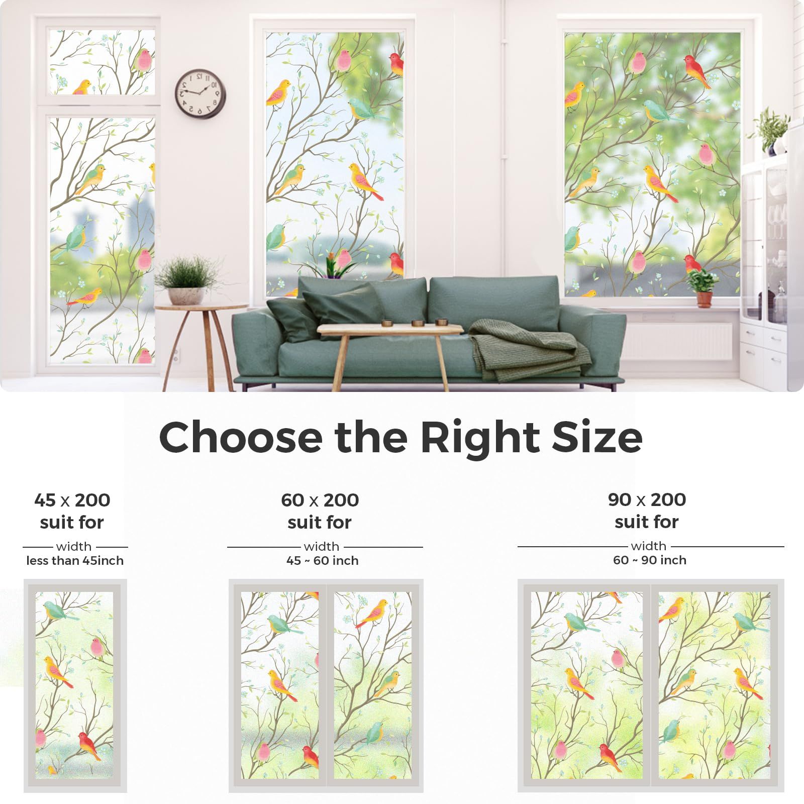 Stained Glass Window Film Non-Adhesive Static Cling Bird Frosted Glass Window Film Heat Control Window Stickers โ image 3