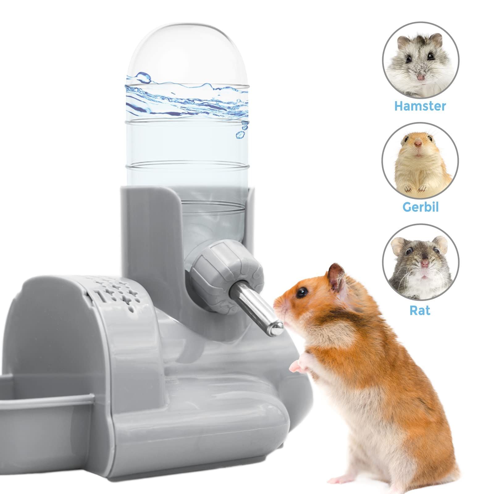 3 in 1 Hamster Water Bottle No Drip Small Animal Water Bottle Automatic Bottle Dispenser with Food Container Base Hut — image 4