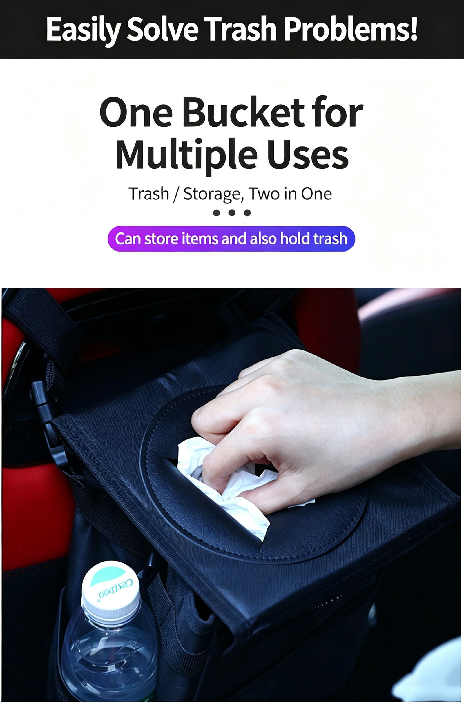 Foldable Waterproof Car Seat Back Organizer Bag,Trumpet — image 4