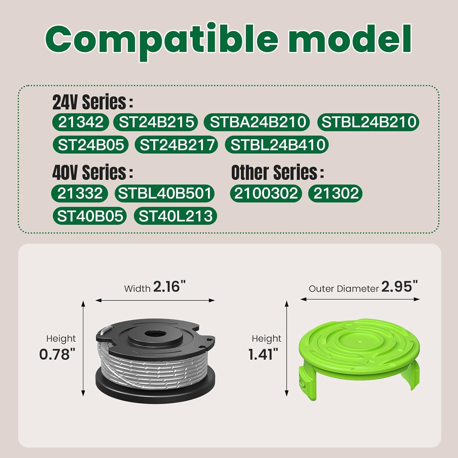 Trimmer String Spool Compatible with Greenworks, 0.065" 16Ft Single Line Auto-Feed String Trimmer Spools for Greenworks Weed Eater, Weed Wacker String — image 3