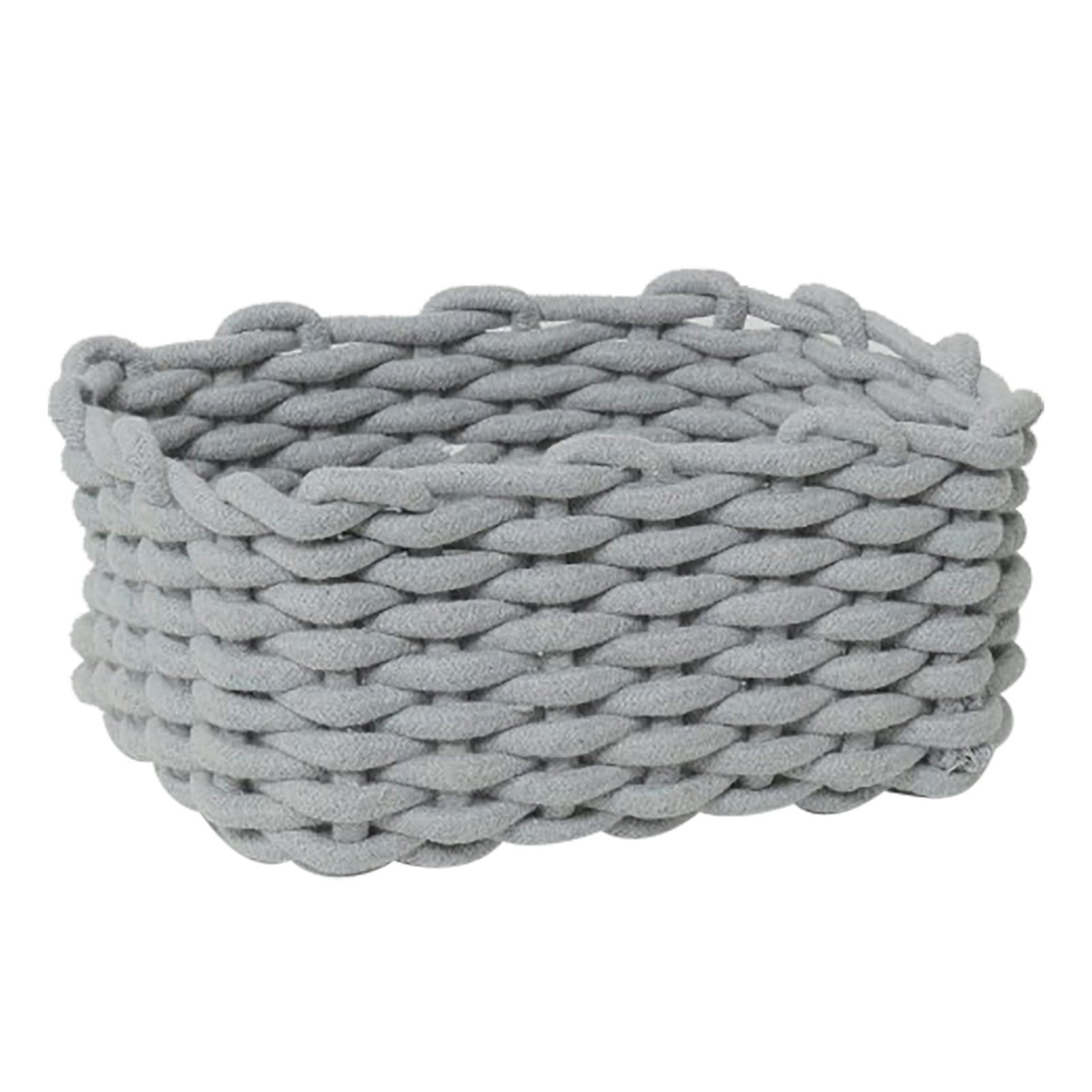 Cotton Rope Storage Basket Hand Knitting Nordic Style Desktop Storage Organizer for Key Snacks Underwear Grey 30 × 22 × 14cm/11.8 × 8.7 × 5.5in — image 2