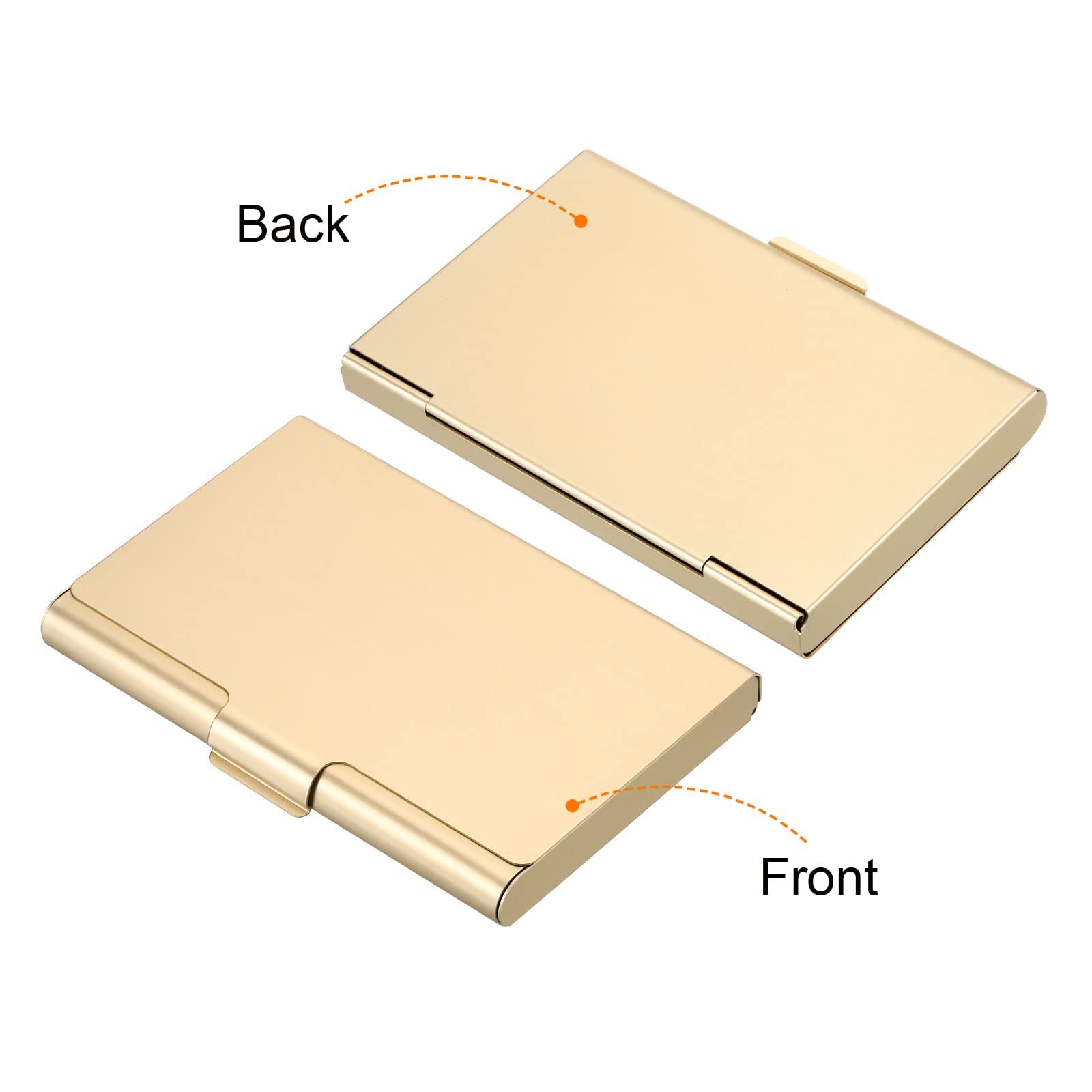 Business Card Holder, 2 Pack Aluminum Metal Card Case Professional Pocket Card Holder for Name Card Credit Card, Gold — image 5