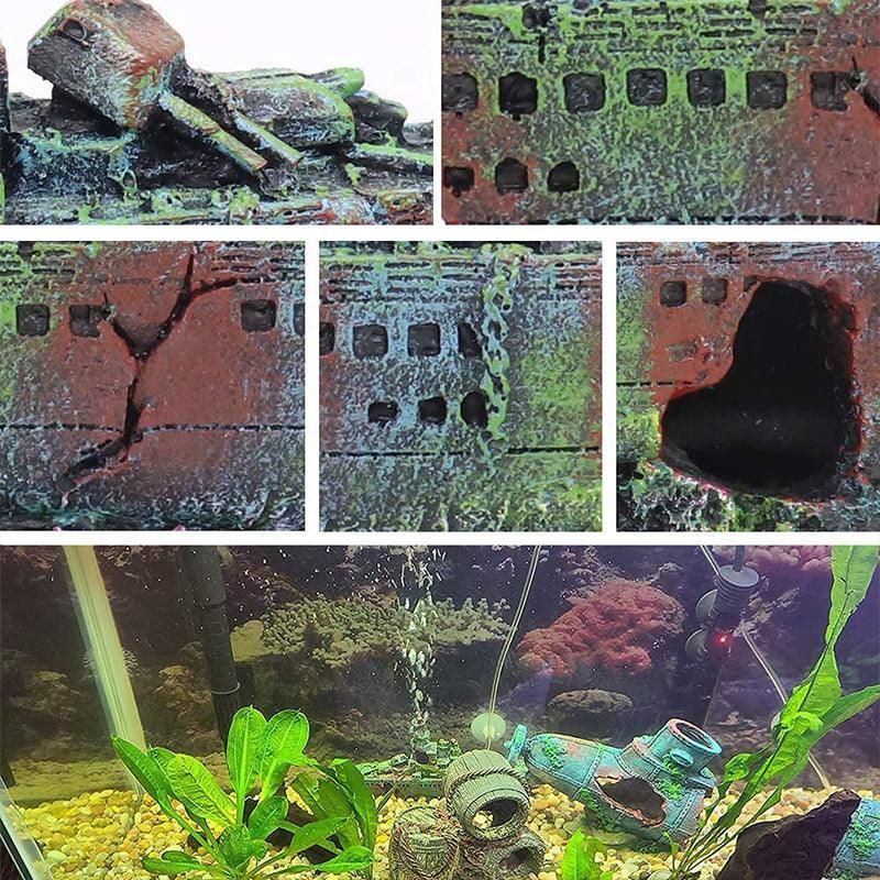 Aquarium Shipwreck Ship Fish Tank Resin Sunken Ship Fishing Hiding Pot Decor — image 5